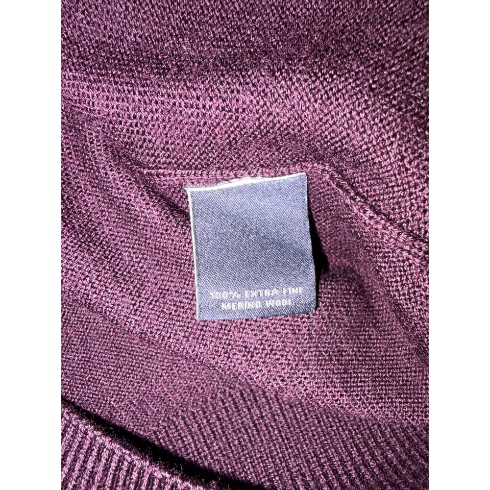 Hart Schaffner Marx Sweater Mens Large Purple Extra Fine Merino Wool V Neck - Picture 3 of 10